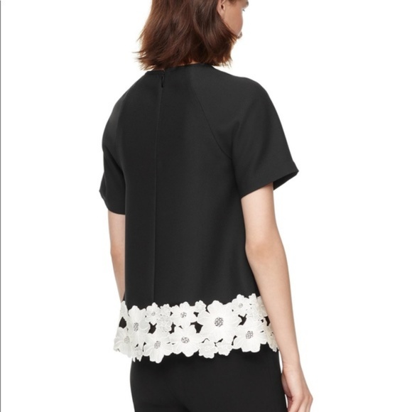 Kate Spade Lace Trim Satin Crepe Top NWT Sz 2 - Picture 2 of 8